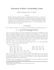Extensions of Schur's irreducibility results - Tata Institute of ...