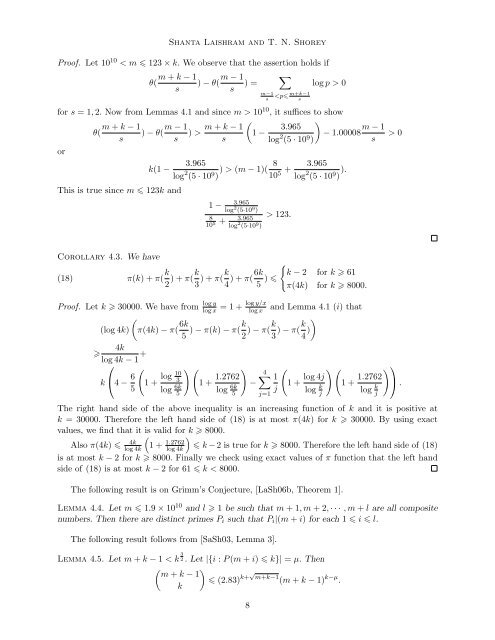 Extensions of Schur's irreducibility results - Tata Institute of ...