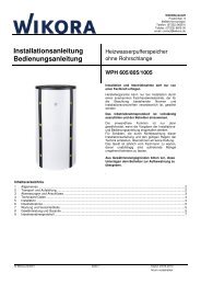 Pufferspeicher Heizung WPH - Wikora GmbH