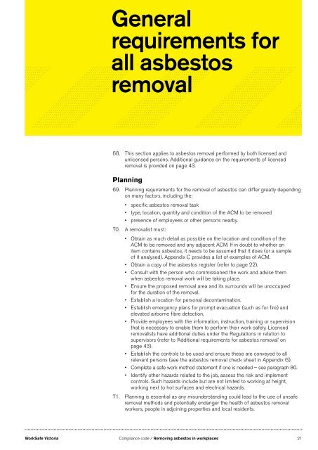 Removing asbestos in workplaces - Compliance ... - WorkSafe Victoria