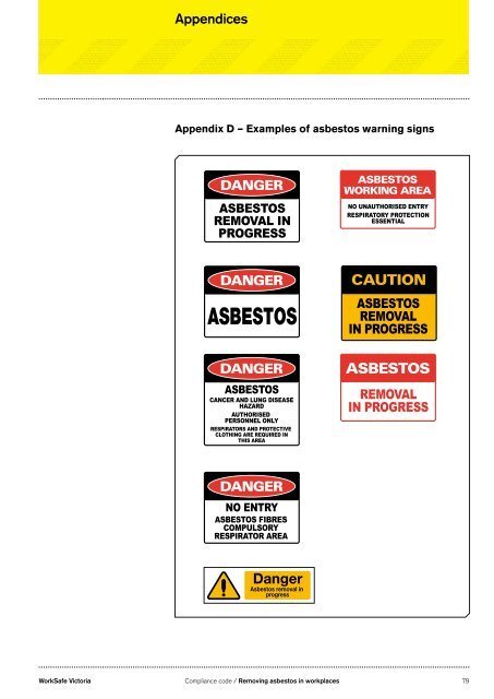 Removing asbestos in workplaces - Compliance ... - WorkSafe Victoria