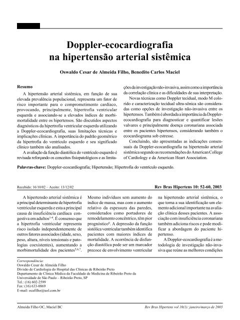 Doppler - Ecocardiografia na HipertensÃ£o Arterial sistÃªmica