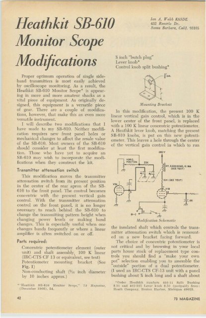 Heath SB-610 Monitor Scope Modifications - Nostalgic Kits Central