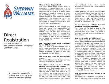 Direct Registration For Shareholders of The Sherwin-Williams ...