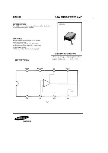 KA2201 1.2W AUDIO POWER AMP - Datasheet Catalog