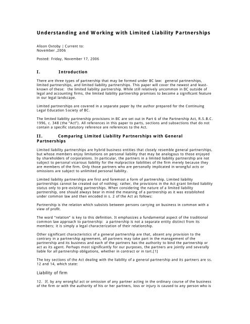 Understanding And Working With Limited Liability Partnerships