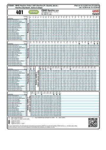 ÄSAD HavÃ­Åov a.s. 876401 MHD HavÃ­Åov linka Ä. 401- HavÃ­Åov, Pr ...