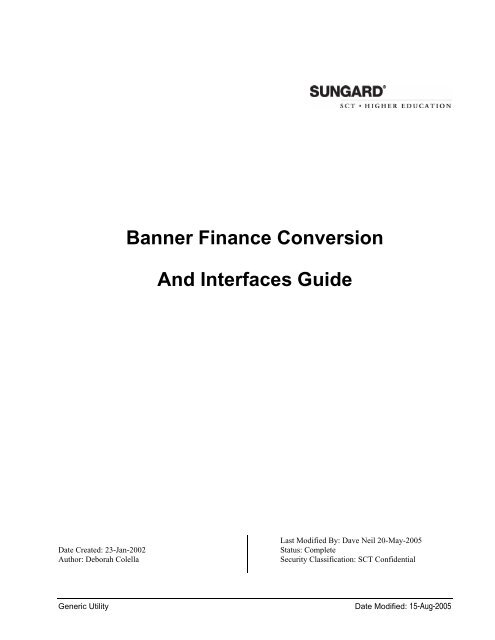 Banner Finance Conversion And Interfaces Guide