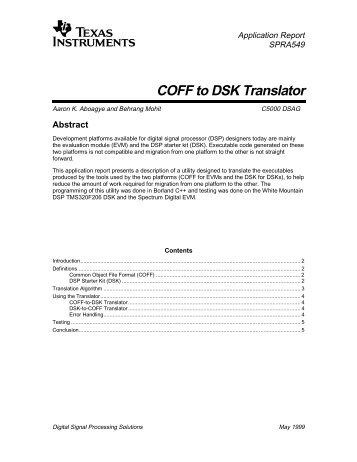 COFF to DSK Translator - Texas Instruments