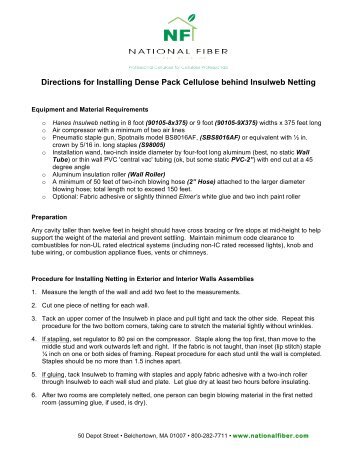 Directions for Installing Dense Pack Cellulose ... - National Fiber