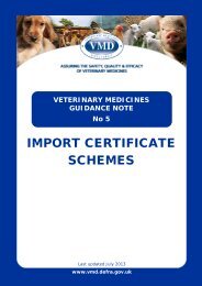 Import Certificate Schemes - Veterinary Medicines Directorate - Defra