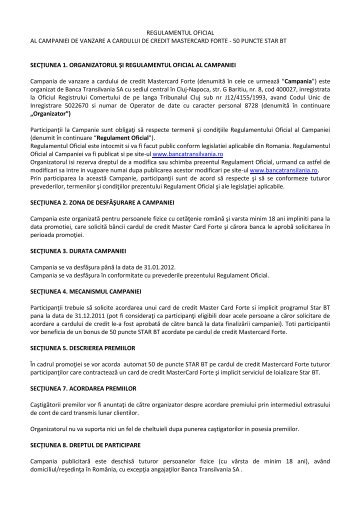 50 puncte star bt secţiunea 1. organizator - Banca Transilvania