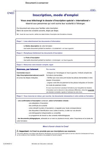 Inscription, mode d'emploi