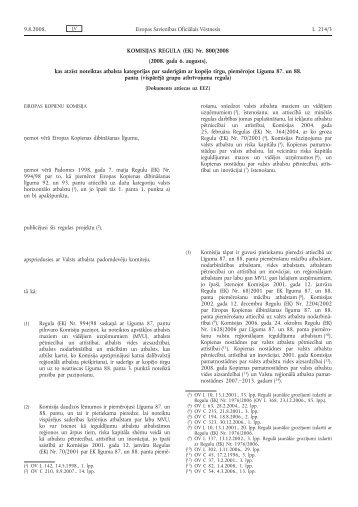 KOMISIJAS REGULA (EK) Nr. 800/2008 (2008. gada 6 ... - EUR-Lex