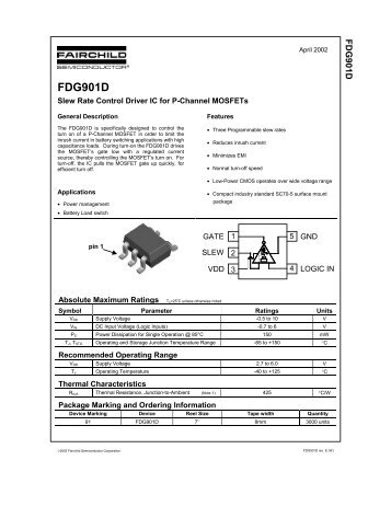 FDG901D Slew Rate Control Driver IC for P-Channel MOSFETs