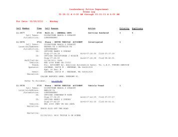 Londonderry Police Department Press Log 02-28-11 @ 6:00 AM ...