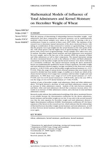 Agriculturae Conspectus Scientificus - Agronomski fakultet