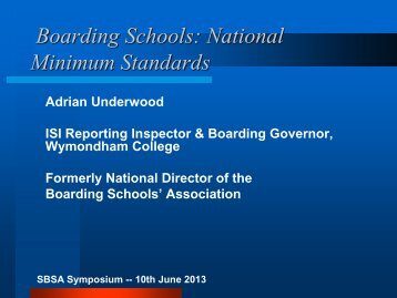 Meeting the National Minimum Standards - State Boarding Schools ...