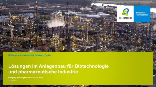 LÃ¶sungen im Anlagenbau fÃ¼r die Biotechnologie und ... - Bilfinger