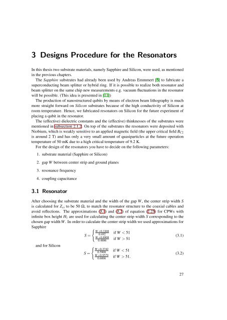 Design, Fabrication and Characterization of a Microwave Resonator ...