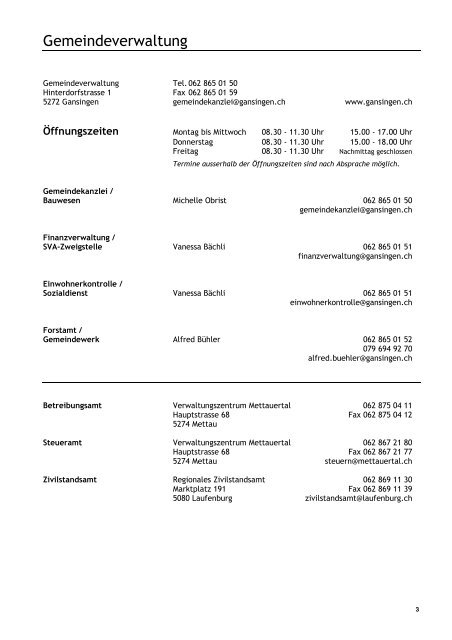 Behoerdenverzeichnis EXTERN 19.4. - Gansingen