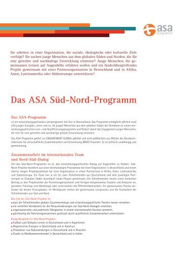 Fact Sheet fÃ¼r Partnerorganisation - ASA-Programm