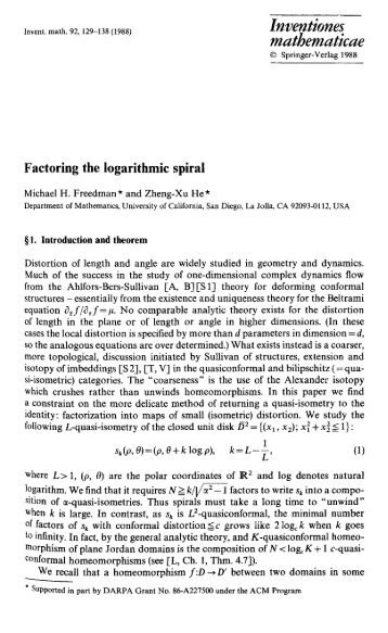 Factoring the logarithmic spiral - Springer