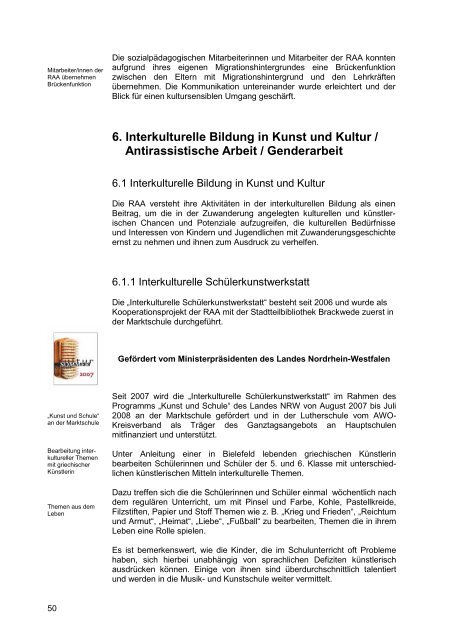 8. ARBEITSBERICHT - RAA Bielefeld