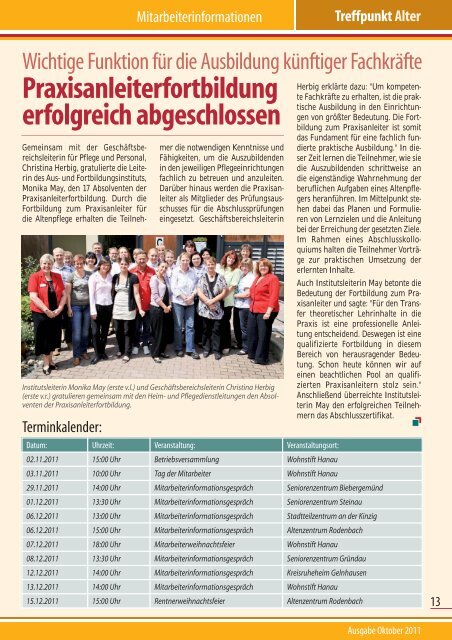 Ausgabe Oktober 2011 - Alten- und Pflegezentren des Main-Kinzig ...