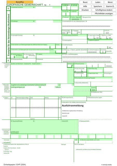 EUROPÄISCHE GEMEINSCHAFT 1 1 Ausfuhranmeldung