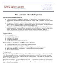 Vita, Curriculum Vitae (CV) Preparation