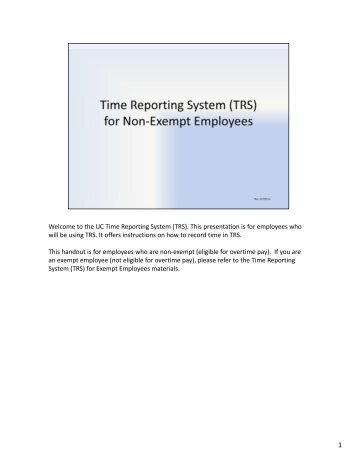 the UC Time Reporting System (TRS). - Payroll Services - UCLA