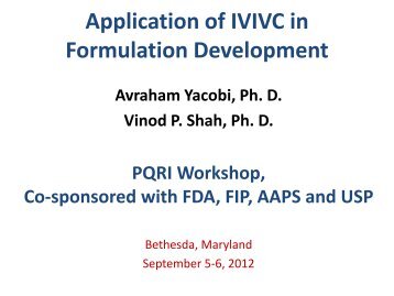 Foundation of and Advances in IVIVC - PQRI