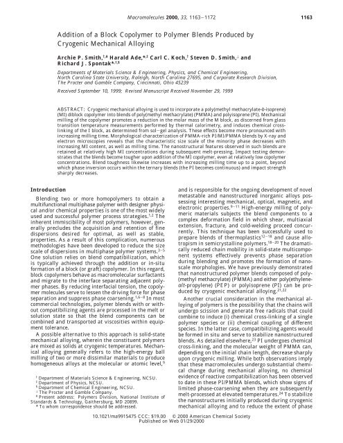 Addition of a Block Copolymer to Polymer Blends ... - ResearchGate