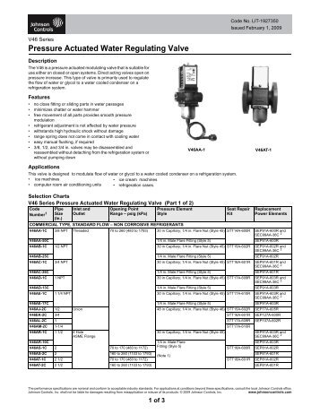 V46 Series Pressure Actuated Water Regulating Valve Catalog Page