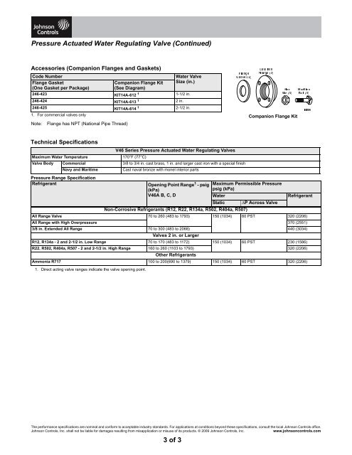 V46 Series Pressure Actuated Water Regulating Valve Catalog Page