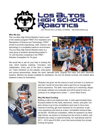 Los Altos High School Team 114 Eagle Strike ... - lahs robotics
