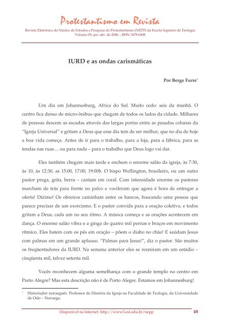 Protestantismo em Revista, volume 09 (Ano 05, n.1) - Faculdades EST