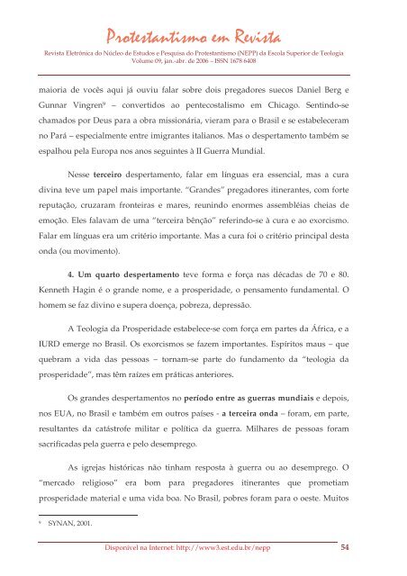 Protestantismo em Revista, volume 09 (Ano 05, n.1) - Faculdades EST