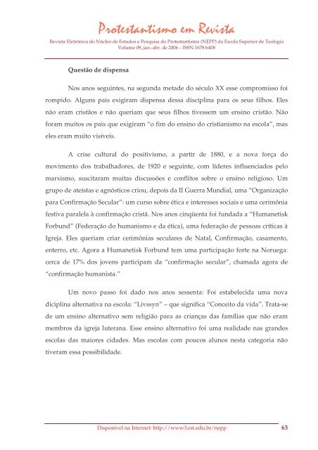 Protestantismo em Revista, volume 09 (Ano 05, n.1) - Faculdades EST