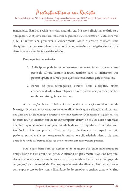 Protestantismo em Revista, volume 09 (Ano 05, n.1) - Faculdades EST