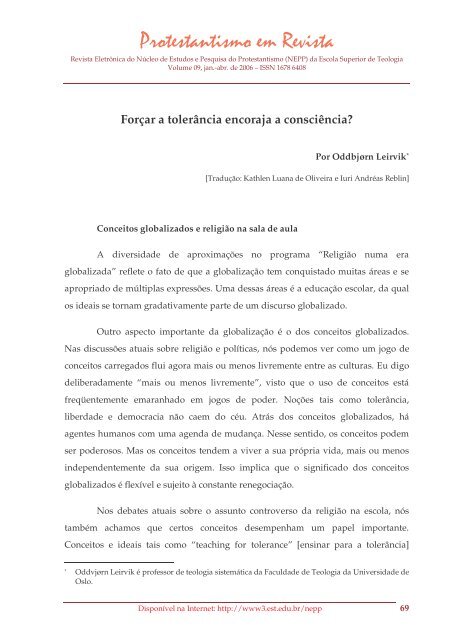 Protestantismo em Revista, volume 09 (Ano 05, n.1) - Faculdades EST