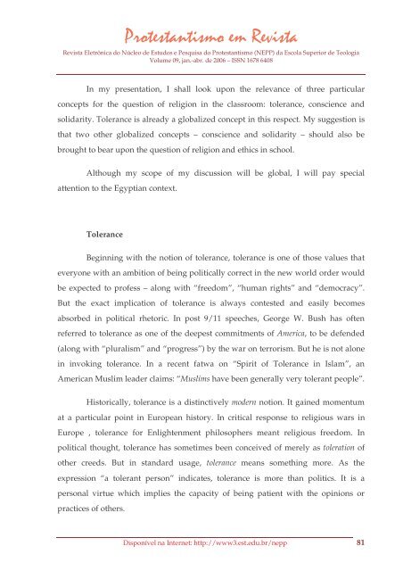 Protestantismo em Revista, volume 09 (Ano 05, n.1) - Faculdades EST