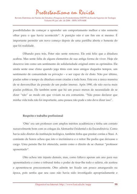 Protestantismo em Revista, volume 09 (Ano 05, n.1) - Faculdades EST