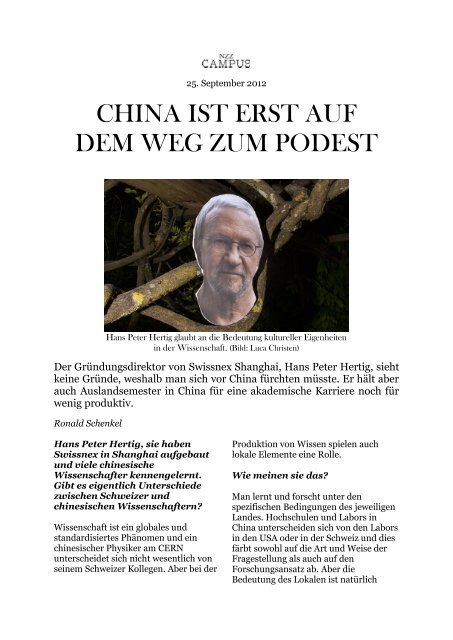 CHINA IST ERST AUF DEM WEG ZUM PODEST - CDH - EPFL