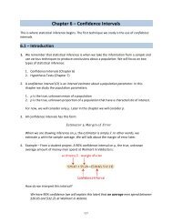 Chapter 6 – Confidence Intervals