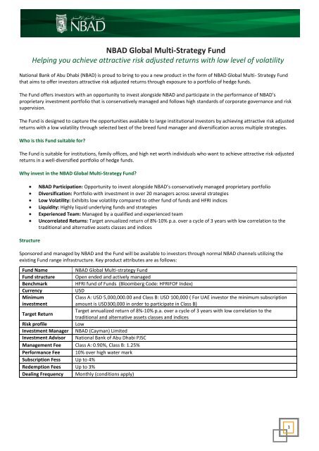 NBAD Global Multi-Strategy Fund - National Bank of Abu Dhabi