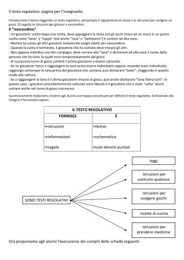 Il testo regolativo: pagina per l'insegnante. Il ... - La Teca Didattica