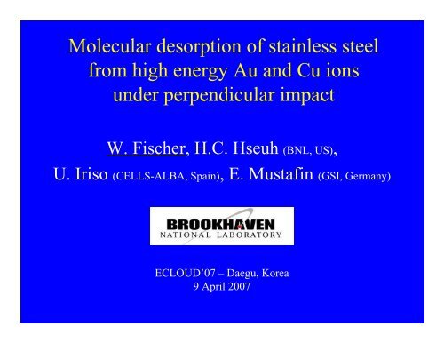 Molecular desorption of stainless steel from high energy Au and Cu ...