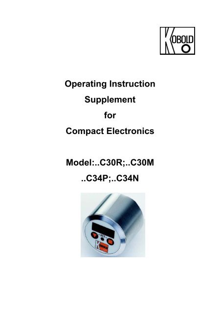 Operating Instructions for Oval Gear Flow Meter Model: OVZ - Kobold